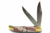 Pocket Knife with Colorful Jasper & Banded Agate Inlays #370832-2